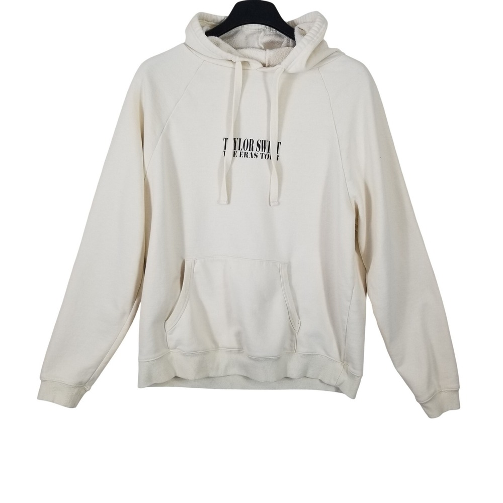 Taylor Swift The Eras Tour Hoodie Cream Off White Graphic Pullover Large RN55219